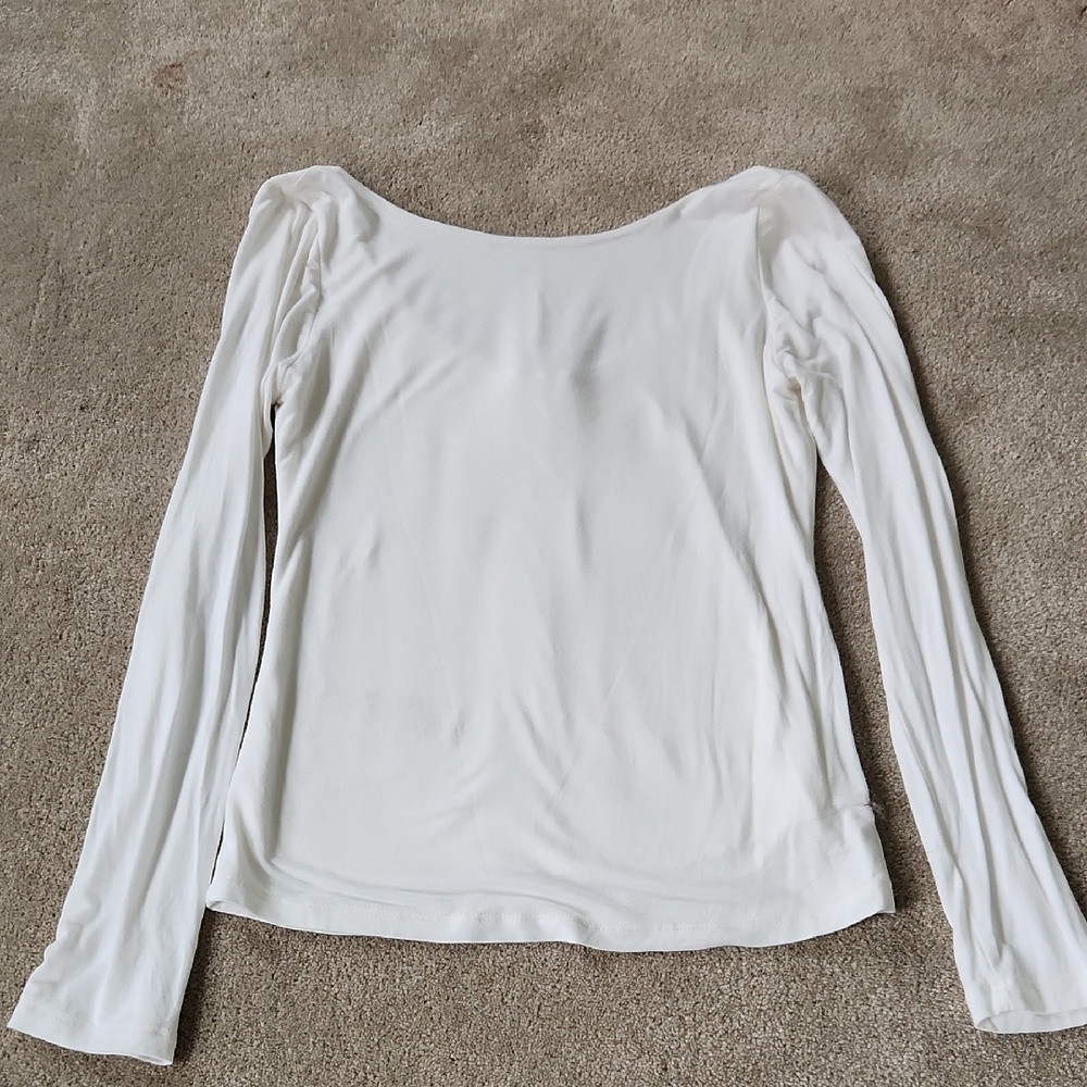 Elegant White Long Sleeve Women's Top
